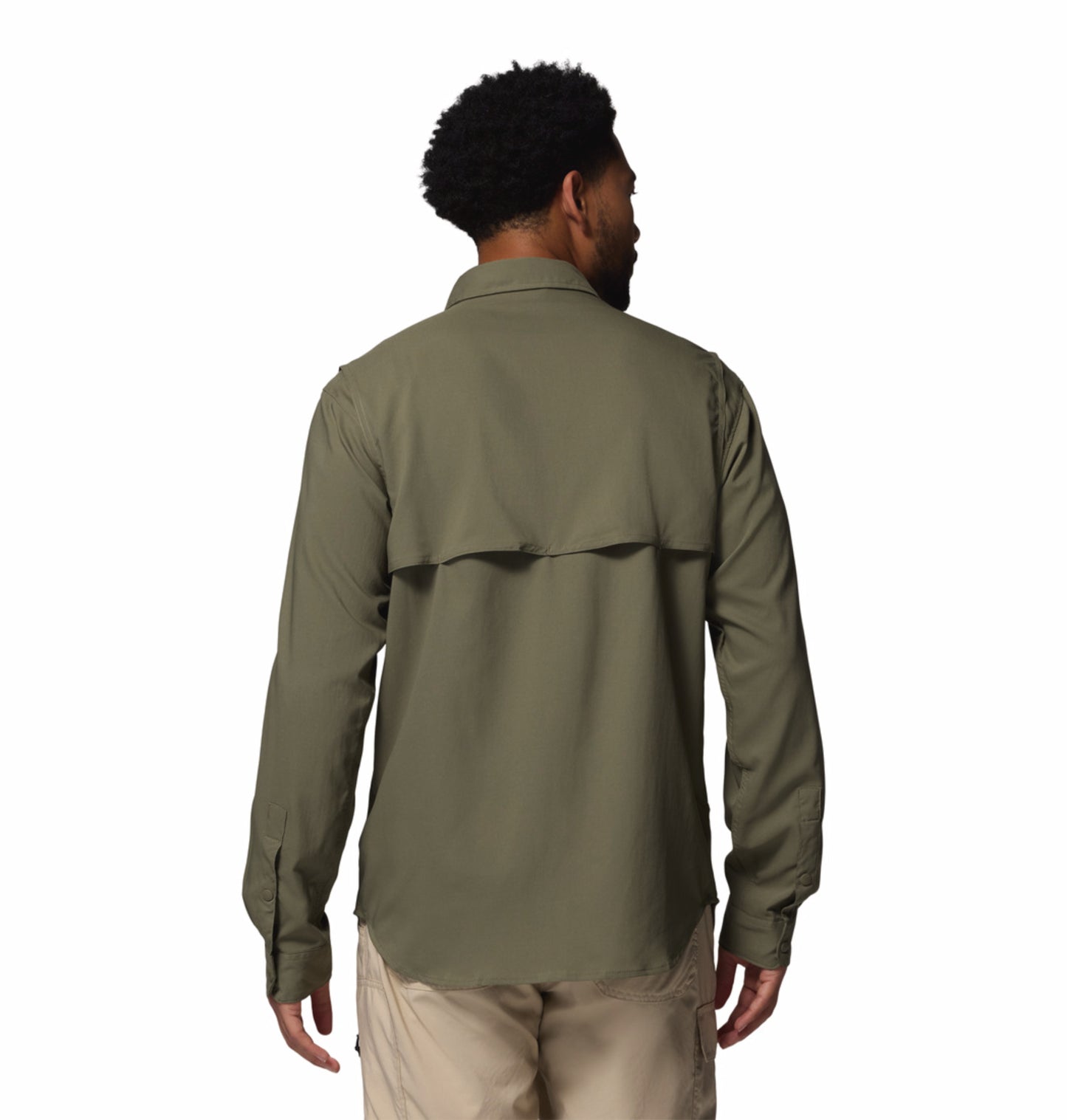 Columbia Men Olive Green Omni-Shade Silver Ridge Utility II Long Sleeve Shirt Outdoor