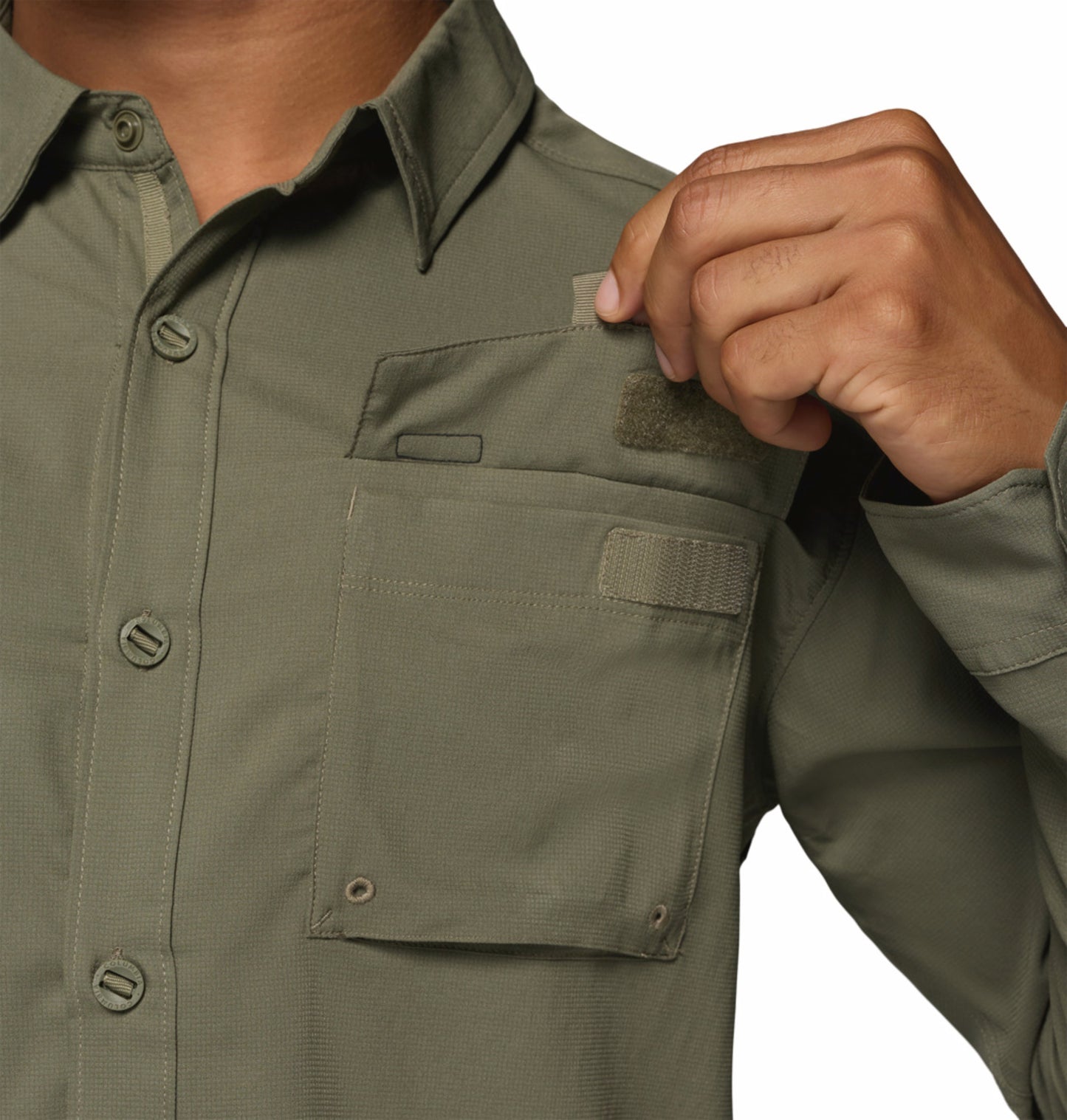 Columbia Men Olive Green Omni-Shade Silver Ridge Utility II Long Sleeve Shirt Outdoor