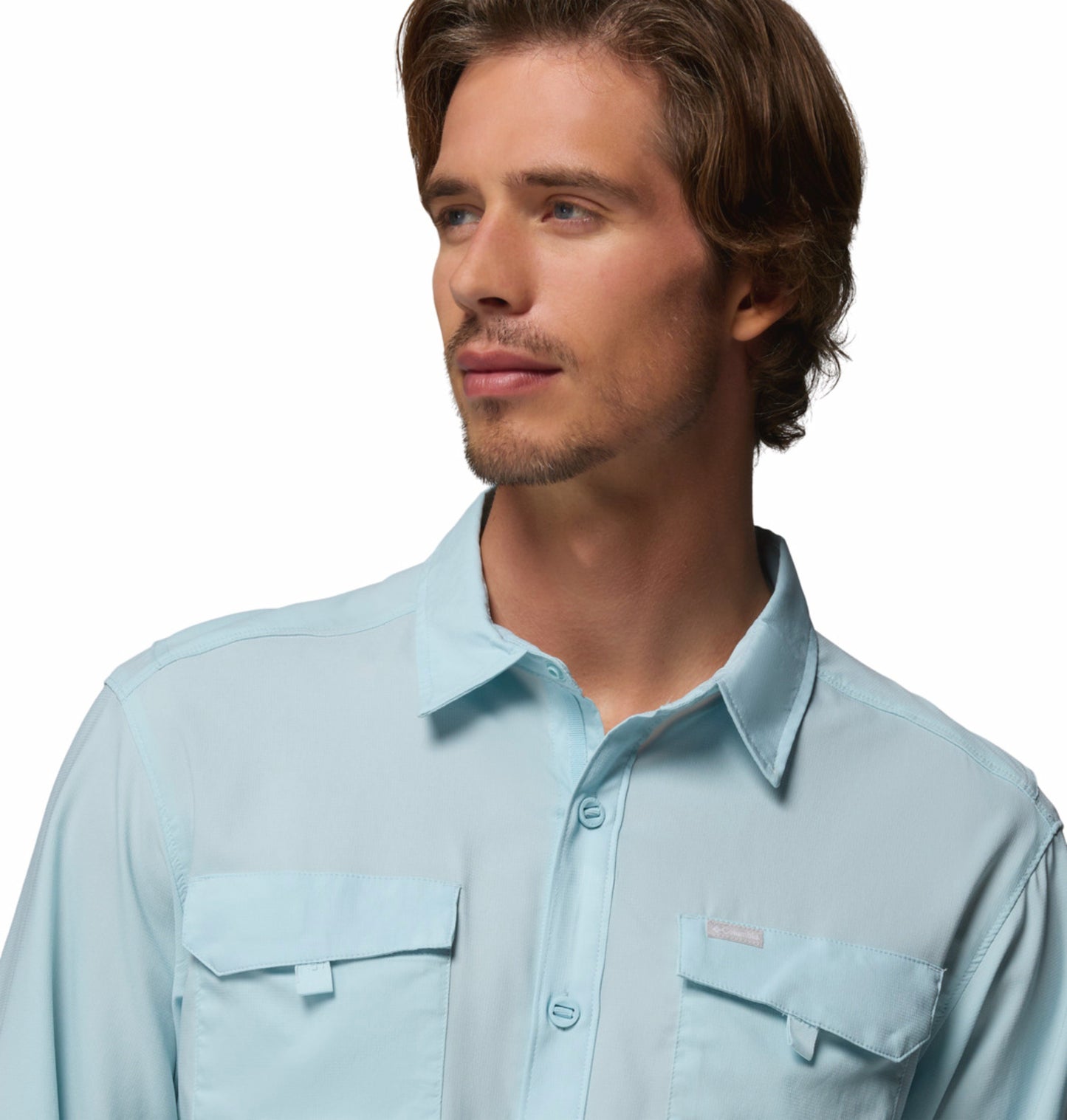 Columbia Men Blue Omni-Shade Silver Ridge Utility II Long Sleeve Shirt for Outdoor