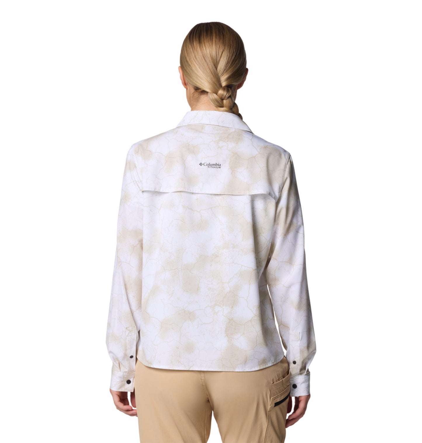 Columbia Womens White Omni-Shade Broad Spectrum Summit Valley Woven Long Sleeve Shirt