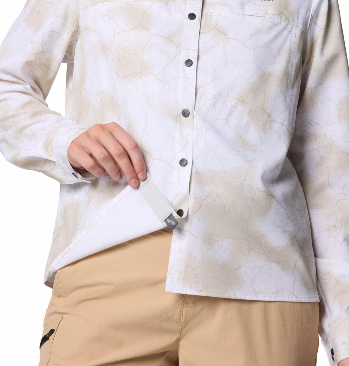 Columbia Womens White Omni-Shade Broad Spectrum Summit Valley Woven Long Sleeve Shirt