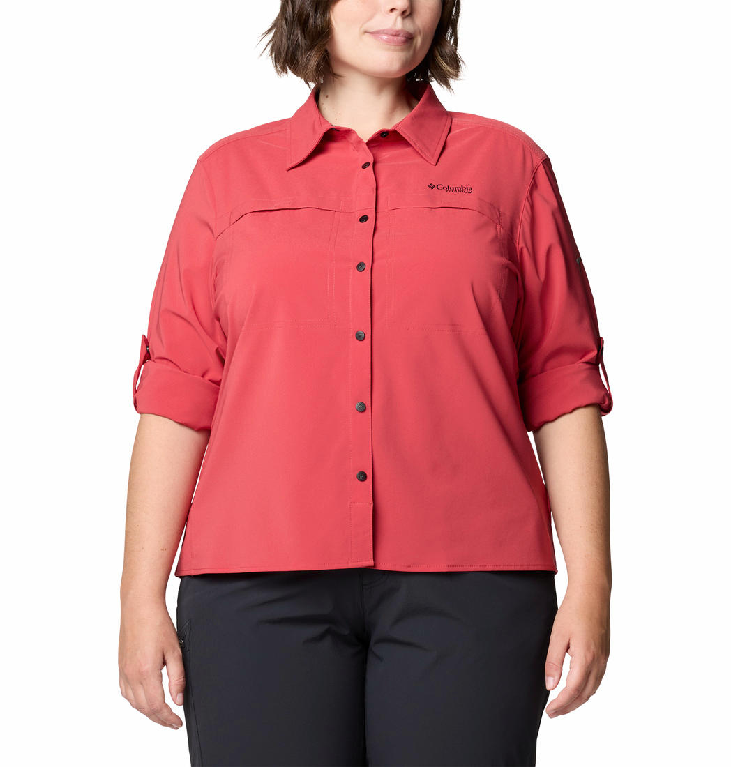 Columbia Womens Red Summit Valley Woven Long Sleeve Shirt