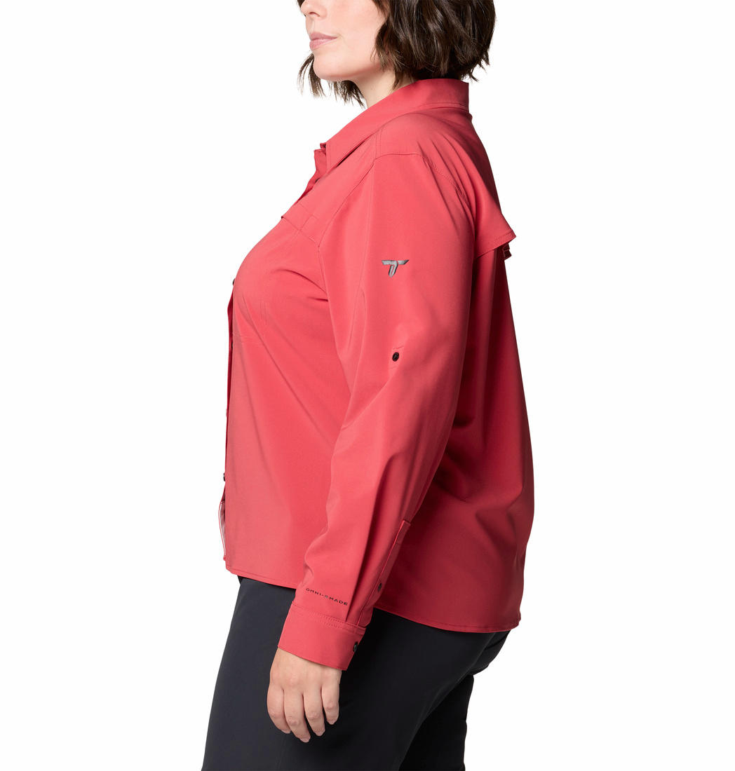 Columbia Womens Red Summit Valley Woven Long Sleeve Shirt