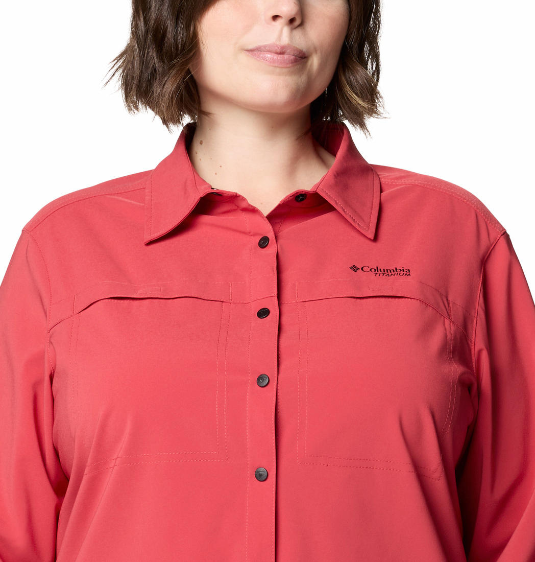 Columbia Womens Red Summit Valley Woven Long Sleeve Shirt