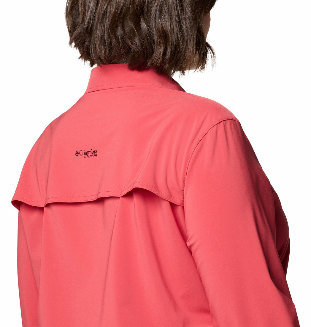 Columbia Womens Red Summit Valley Woven Long Sleeve Shirt