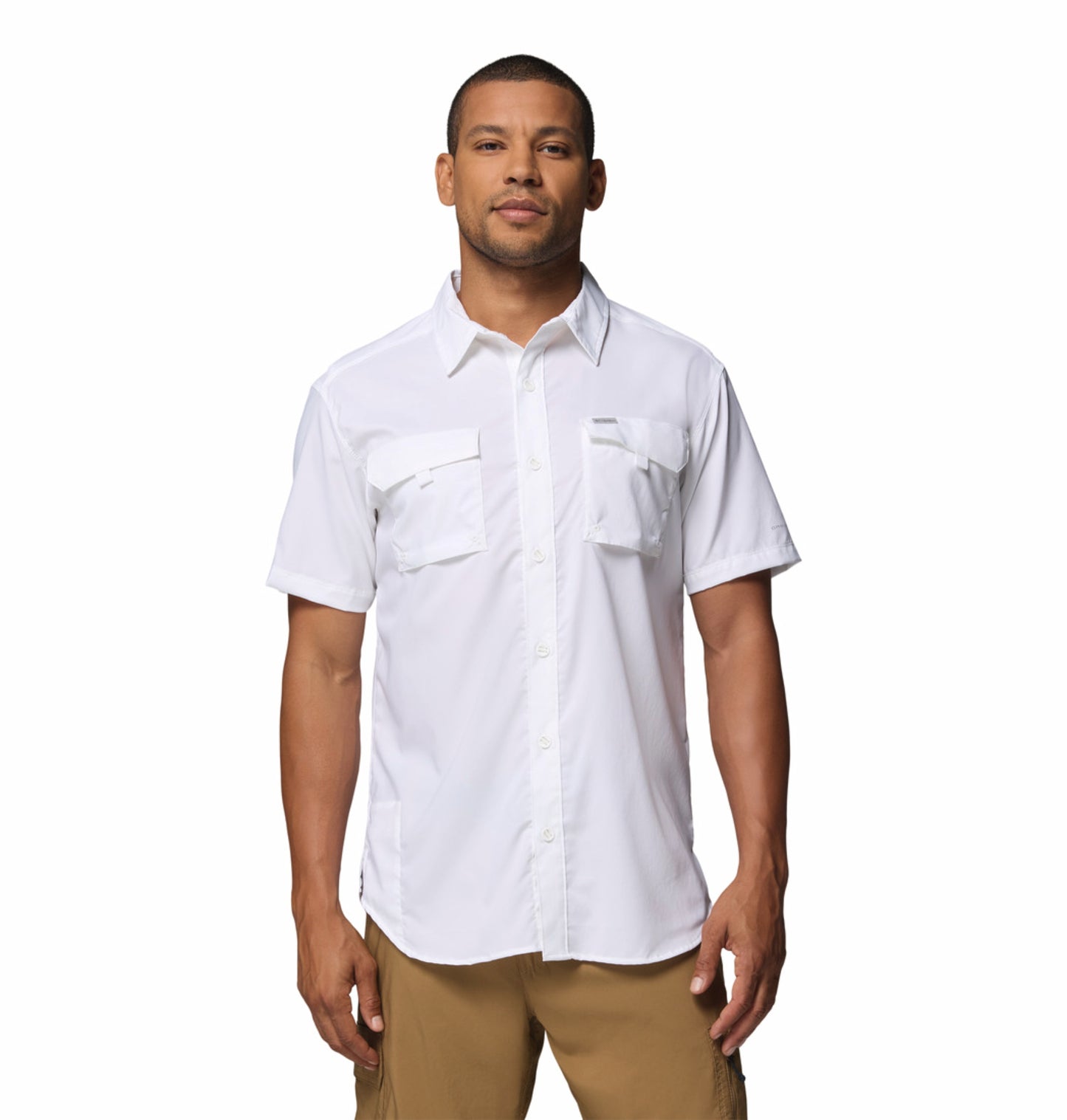 Columbia Men White Omni-Shade Silver Ridge Utility II Short Sleeve Shirt