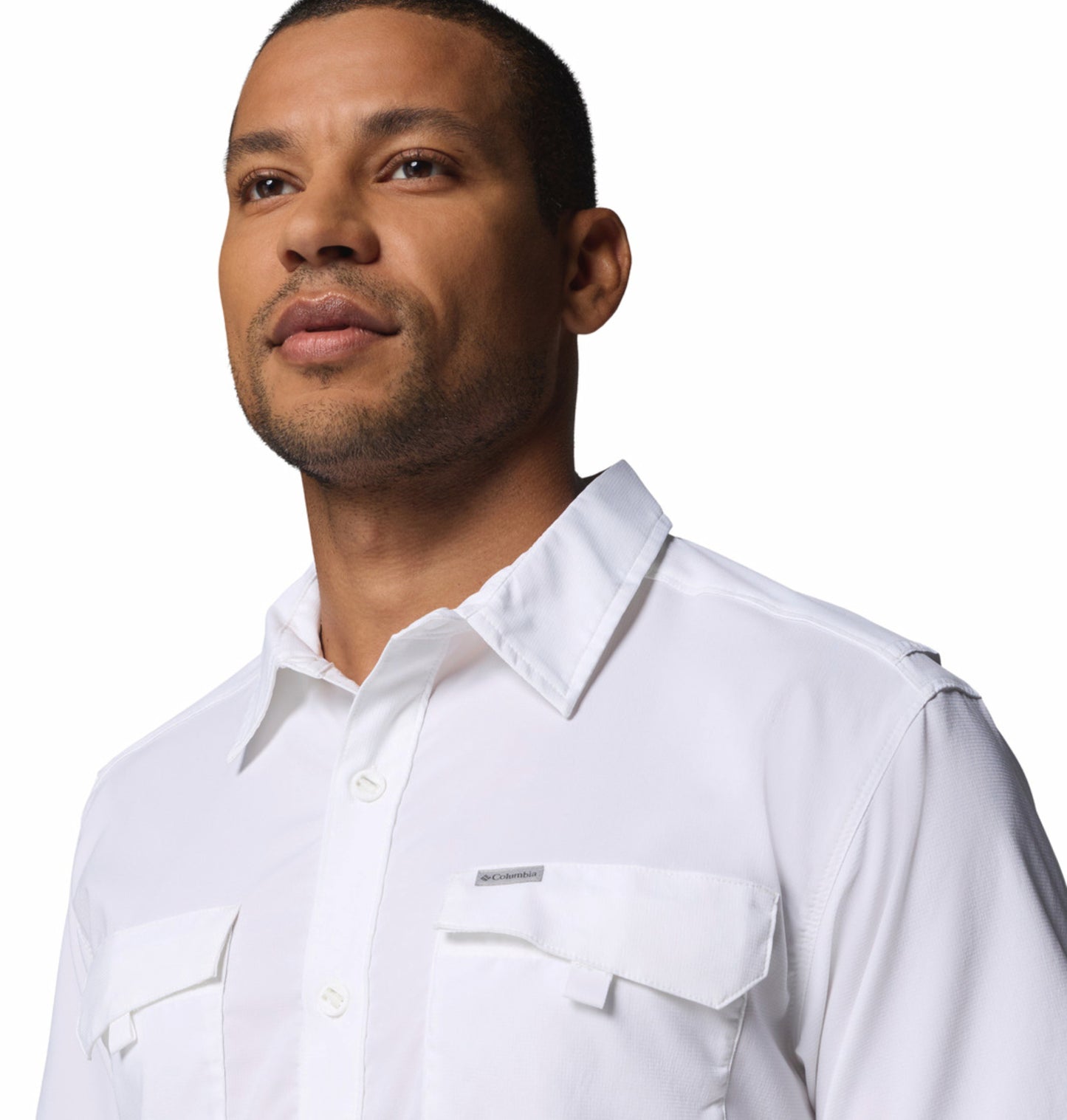 Columbia Men White Omni-Shade Silver Ridge Utility II Short Sleeve Shirt