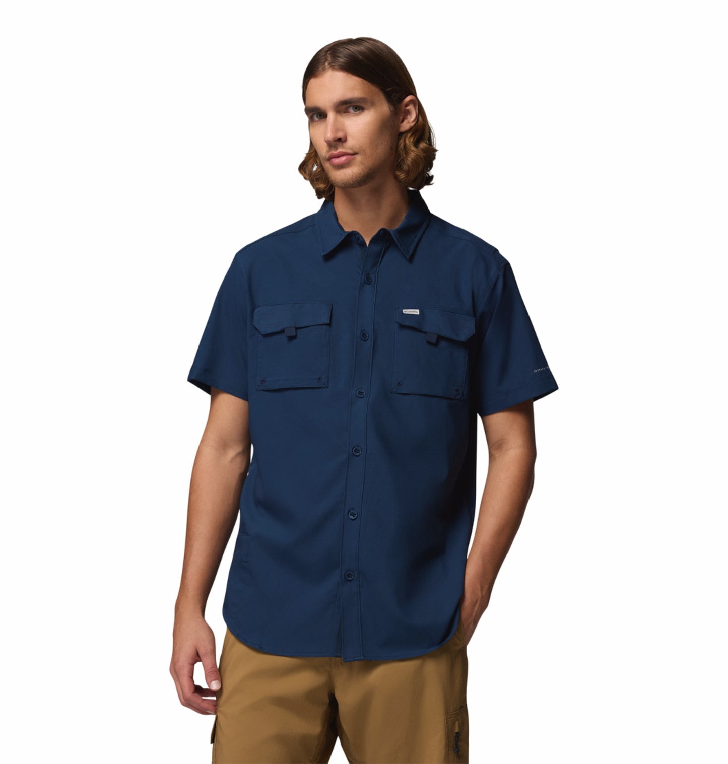 Columbia Men's Navy Blue Omni-Shade Silver Ridge Utility II Short Sleeve Shirt
