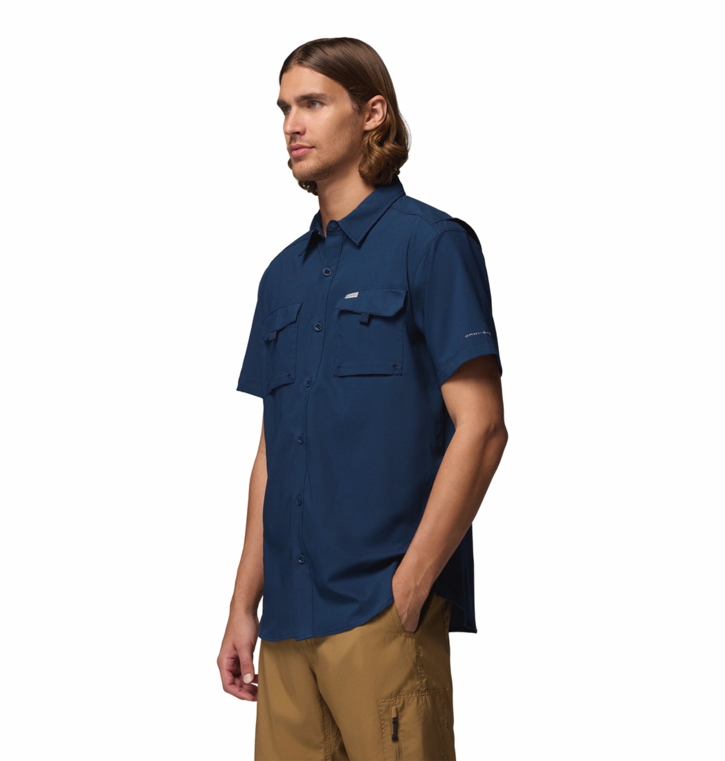 Columbia Men's Navy Blue Omni-Shade Silver Ridge Utility II Short Sleeve Shirt