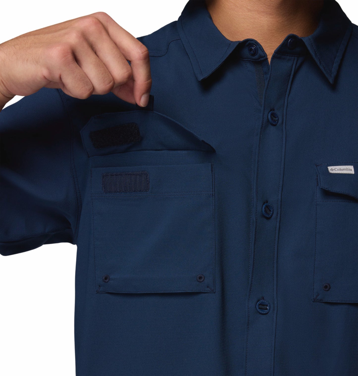 Columbia Men's Navy Blue Omni-Shade Silver Ridge Utility II Short Sleeve Shirt
