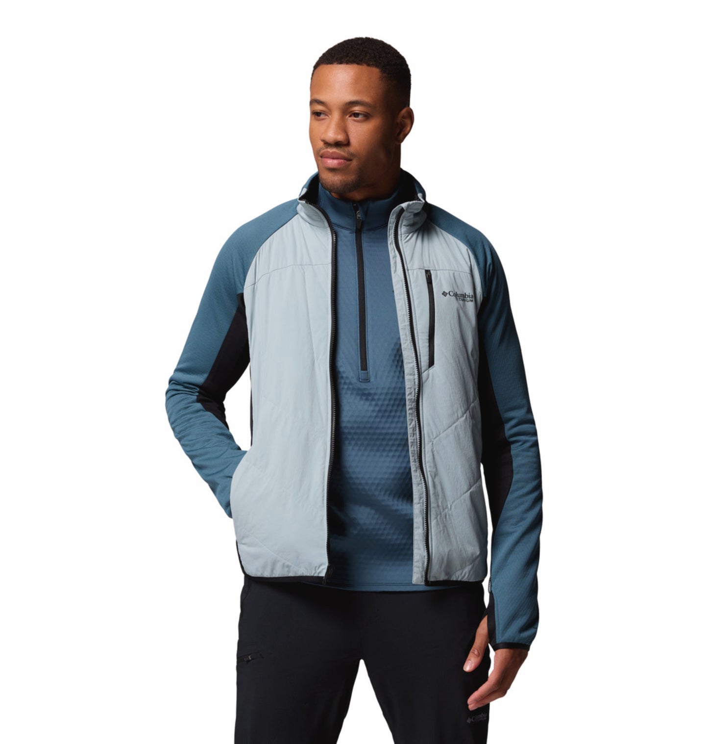 Columbia Men Blue Omni-Heat Arctic Hybrid Fleece Jacket