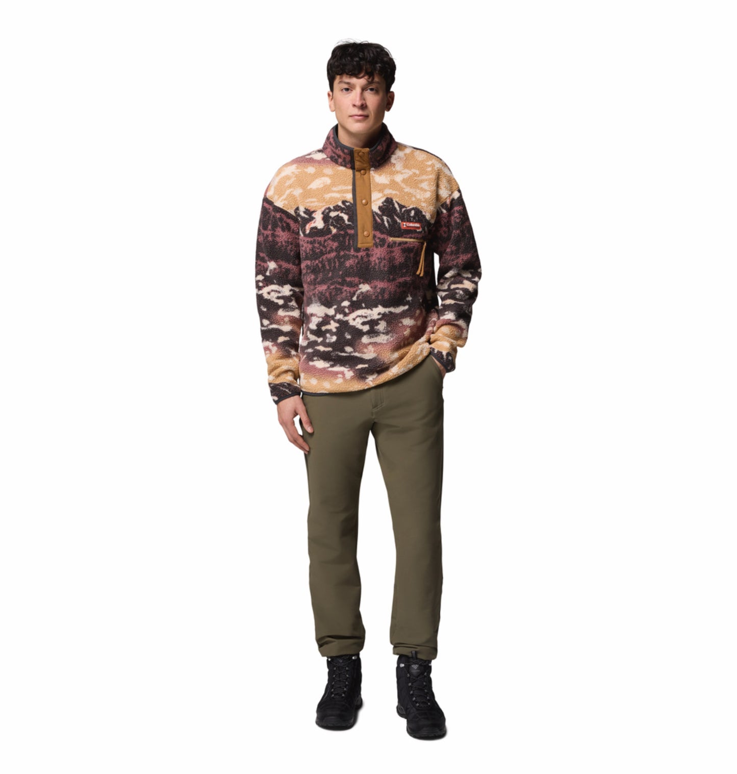 Columbia Men Brown Helvetia II Printed Fleece Jacket