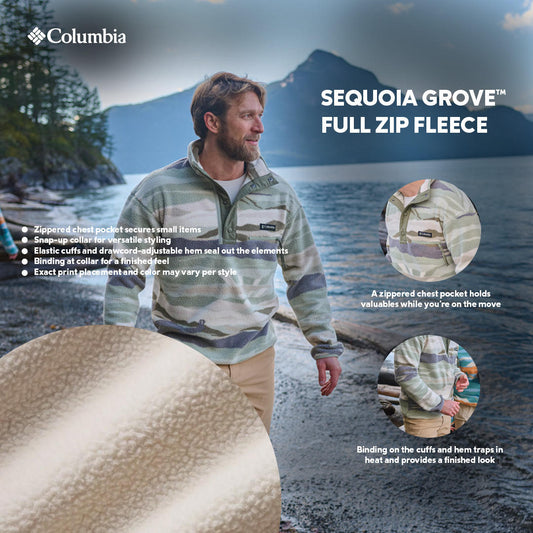 Columbia Mens Green Helvetia II Printed Half Snap Fleece Pullover