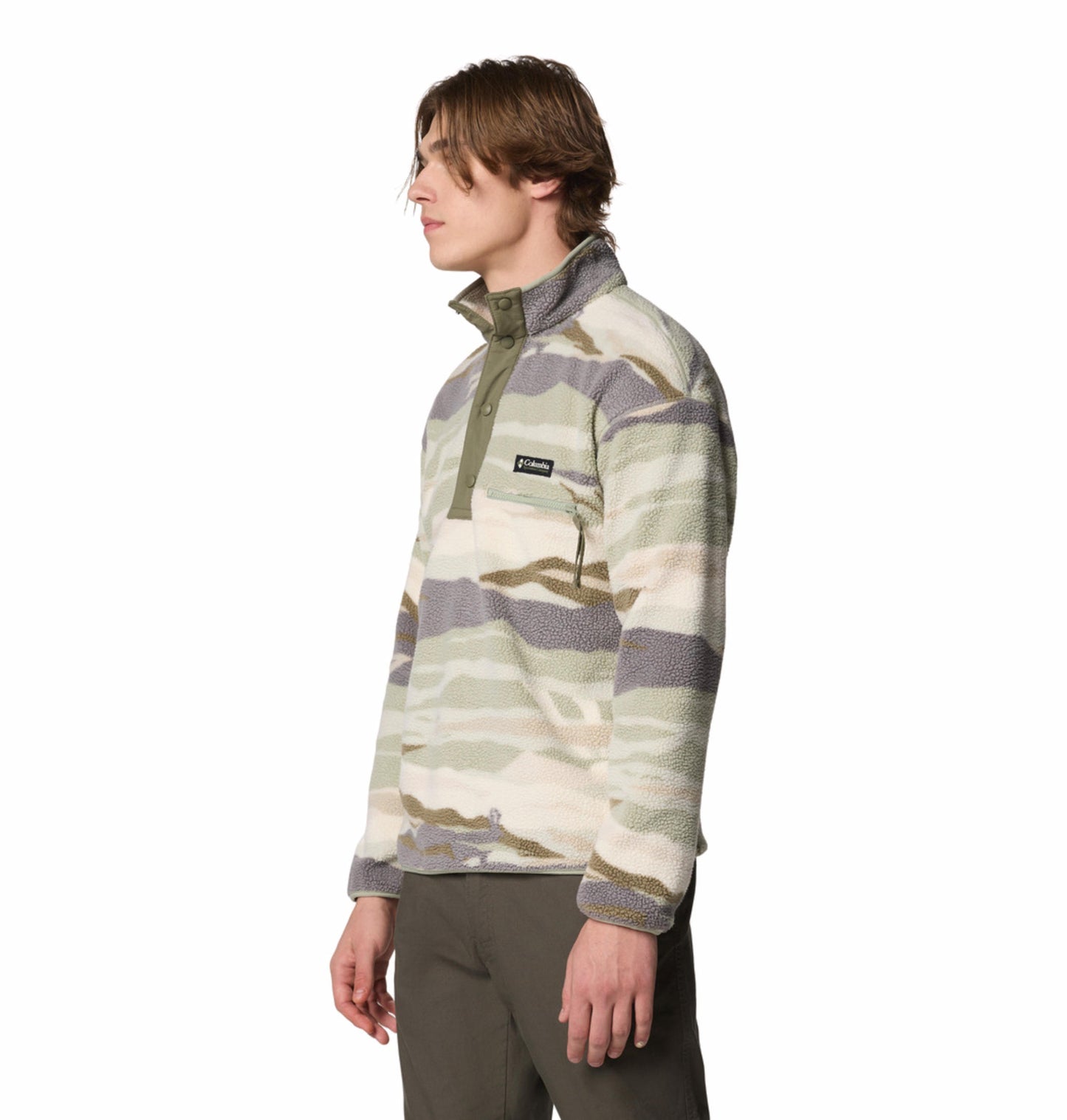 Columbia Mens Green Helvetia II Printed Half Snap Fleece Pullover