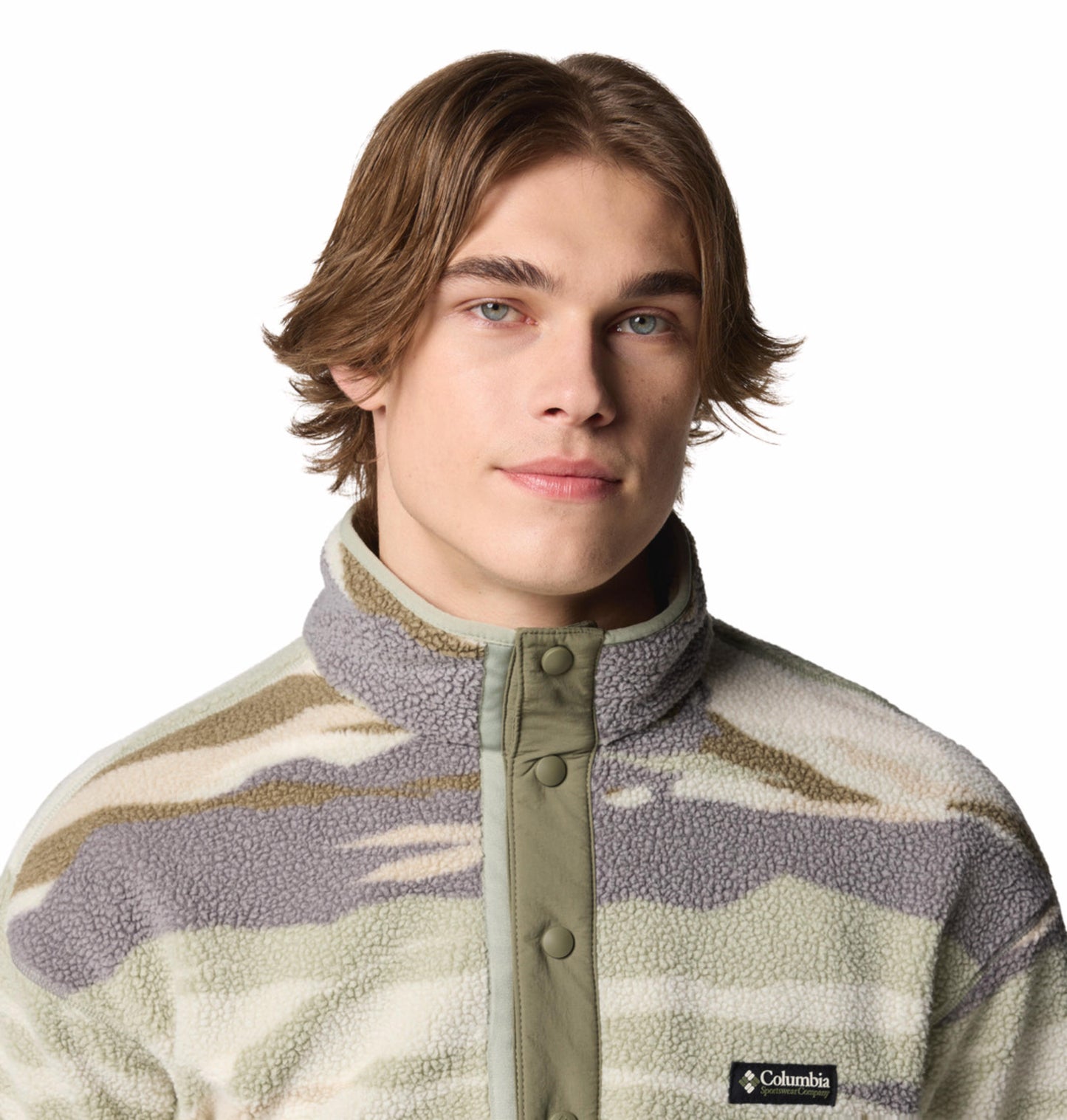 Columbia Mens Green Helvetia II Printed Half Snap Fleece Pullover