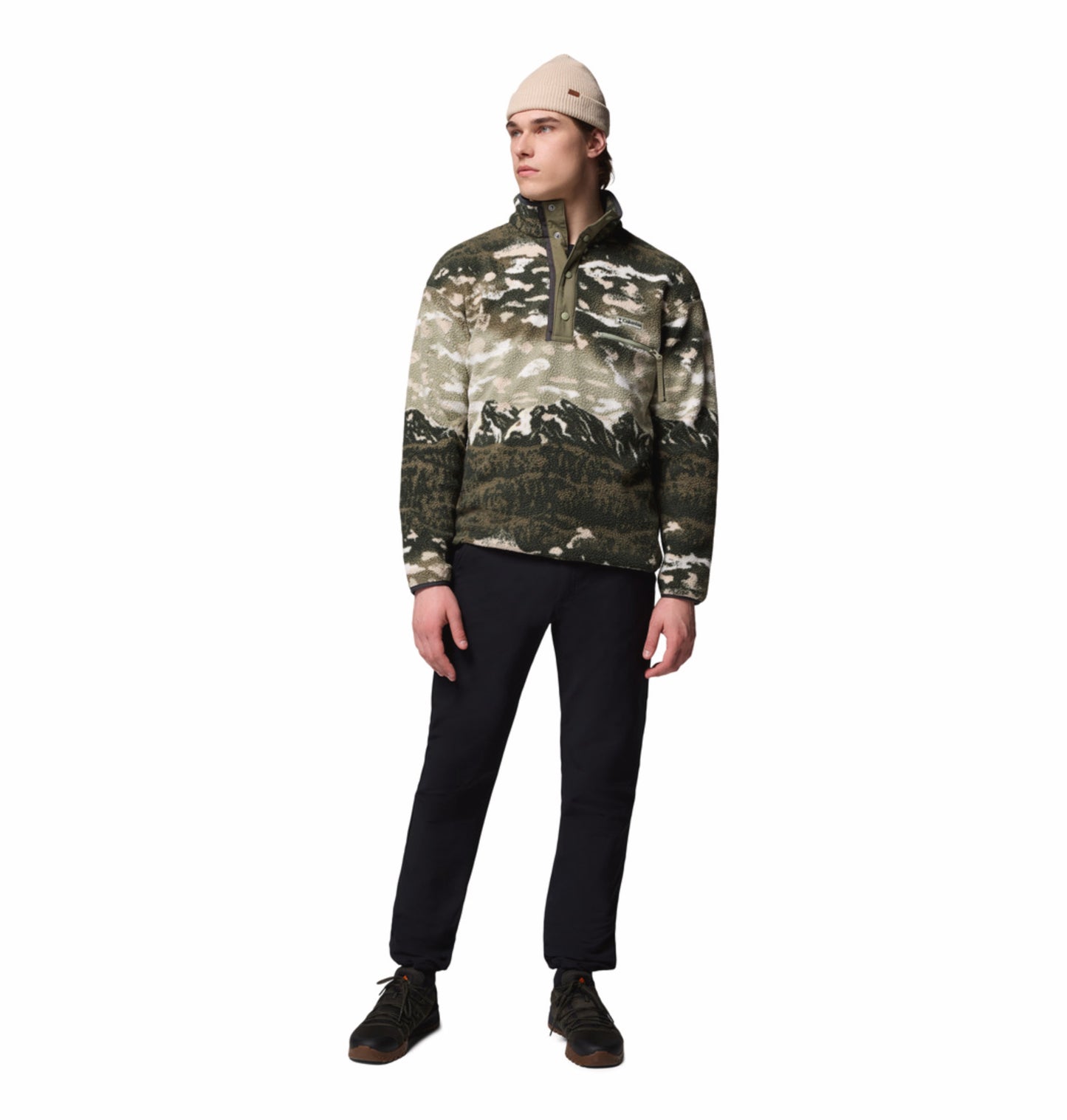 Columbia Men Green Helvetia II Printed Fleece Jacket
