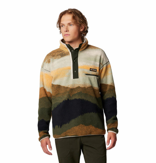 Columbia Mens Green Helvetia II Printed Half Snap Fleece Jacket