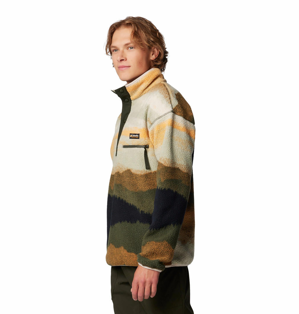 Columbia Mens Green Helvetia II Printed Half Snap Fleece Jacket