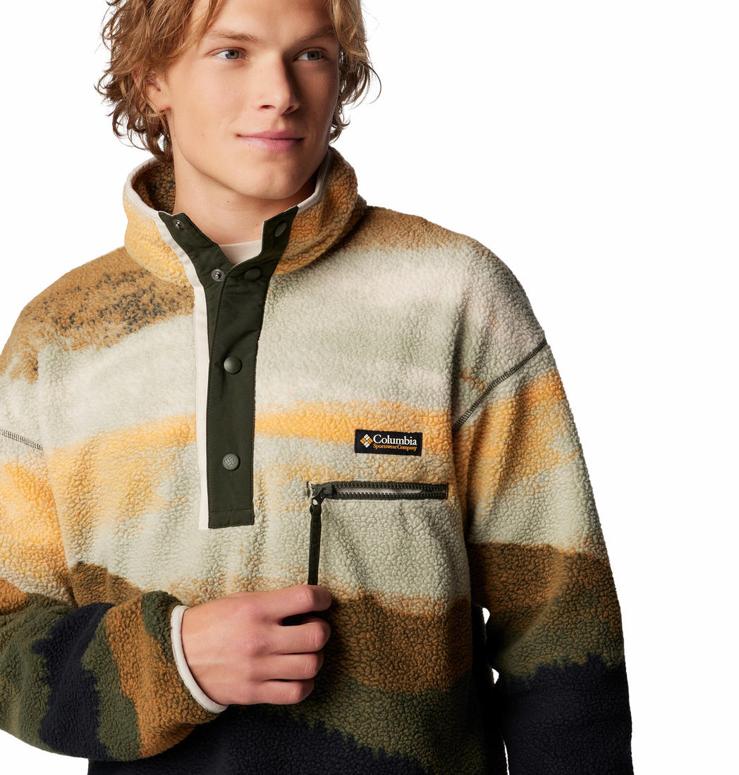 Columbia Mens Green Helvetia II Printed Half Snap Fleece Jacket