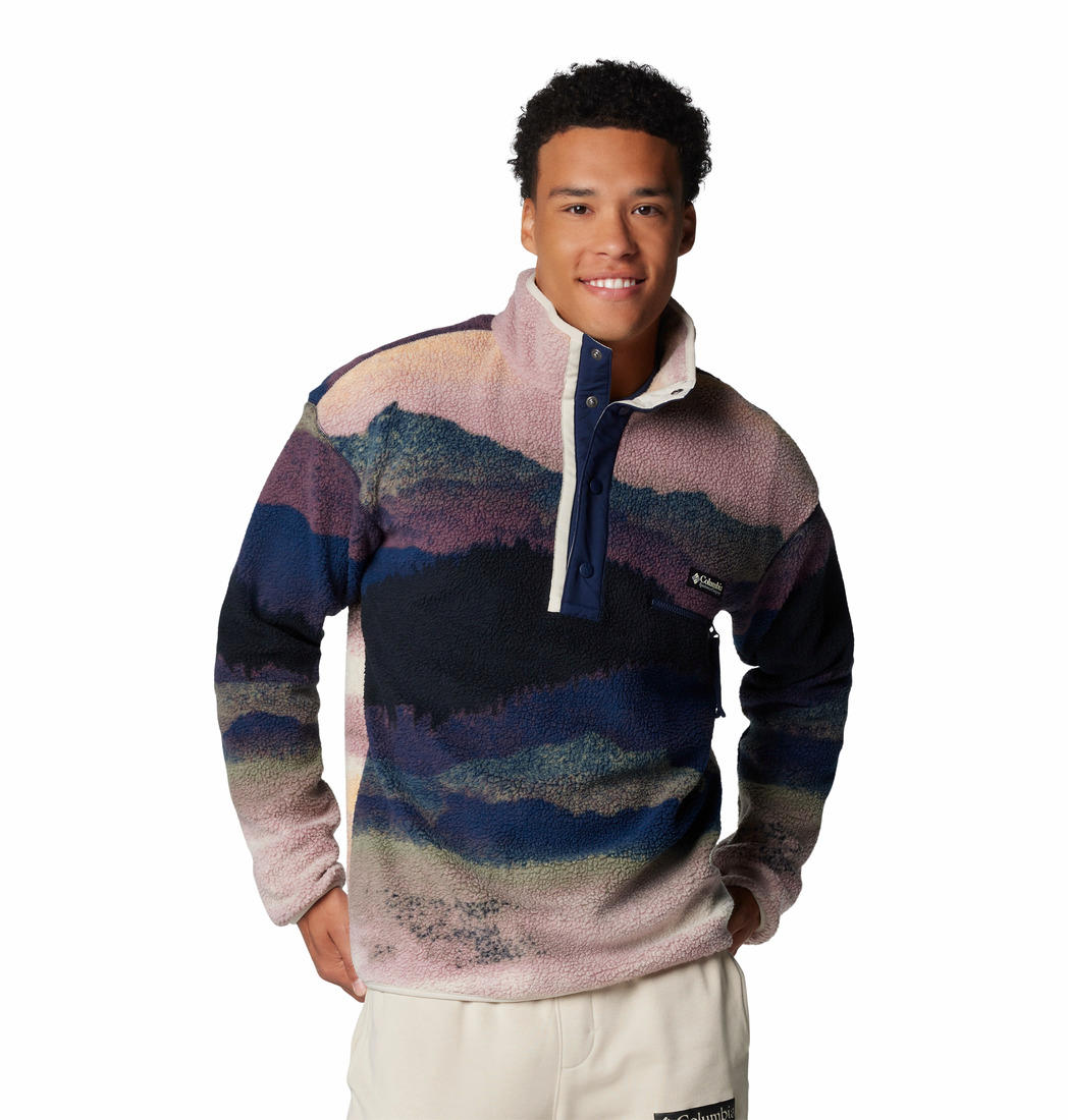 Columbia Mens Blue Helvetia II Printed Half Snap Fleece Jacket