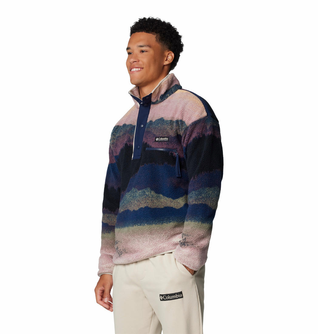 Columbia Mens Blue Helvetia II Printed Half Snap Fleece Jacket