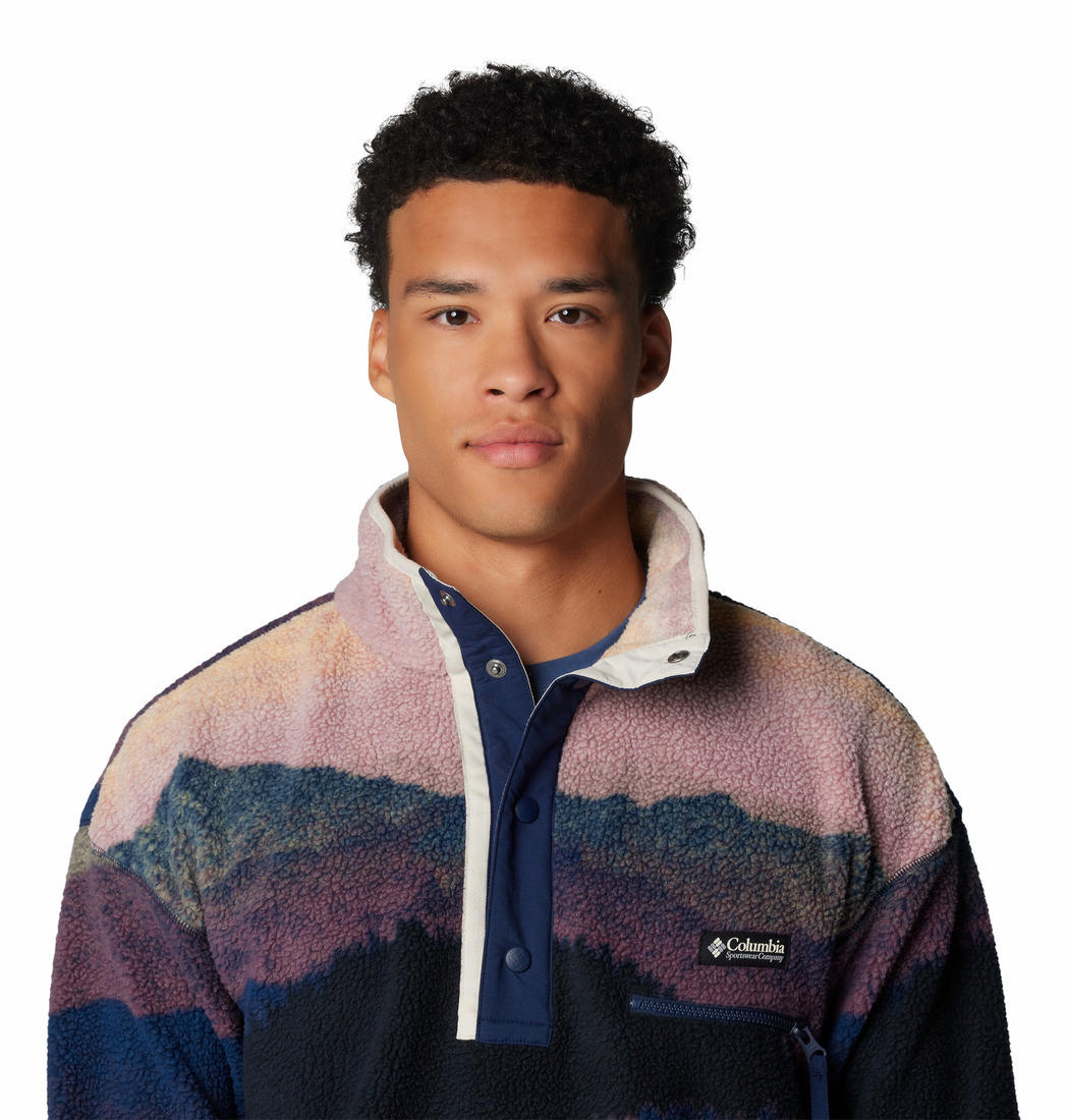 Columbia Mens Blue Helvetia II Printed Half Snap Fleece Jacket
