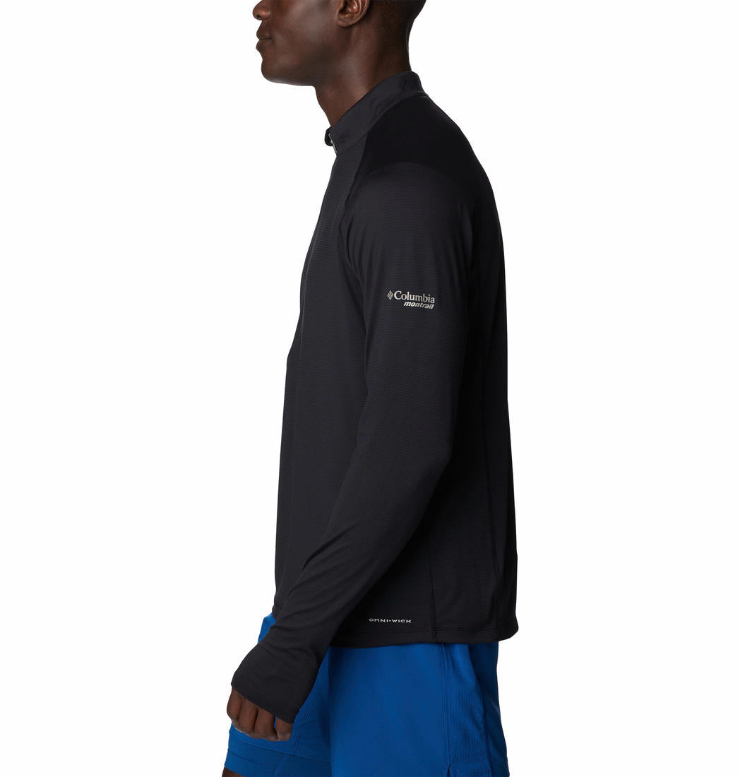Columbia Mens Black M Endless Trail 1/2 Zip Mesh Long Sleeve
