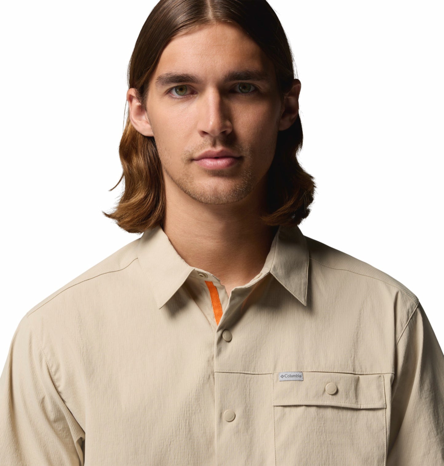 Columbia Men Beige Omni-Shade Landroamer Ripstop II Short Sleeve Shirt
