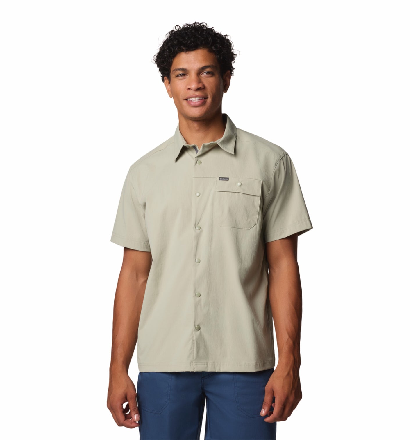 Columbia Men Green Omni-Shade Landroamer Ripstop II Short Sleeve Shirt