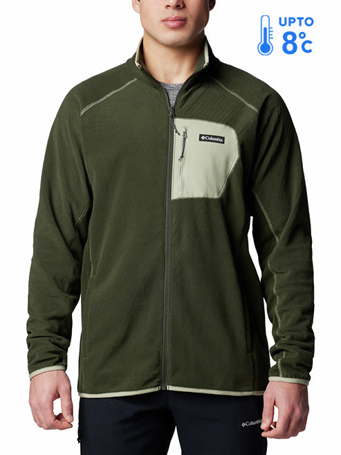 A Men Wearing Columbia Men Green Outdoor Tracks Full Zip II
