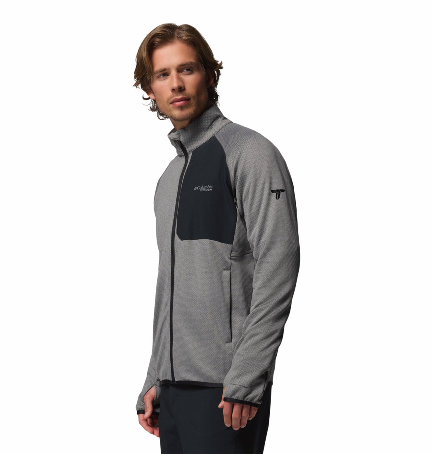 Columbia Men Grey OmniWick Triple Canyon Grid II Fleece Jacket