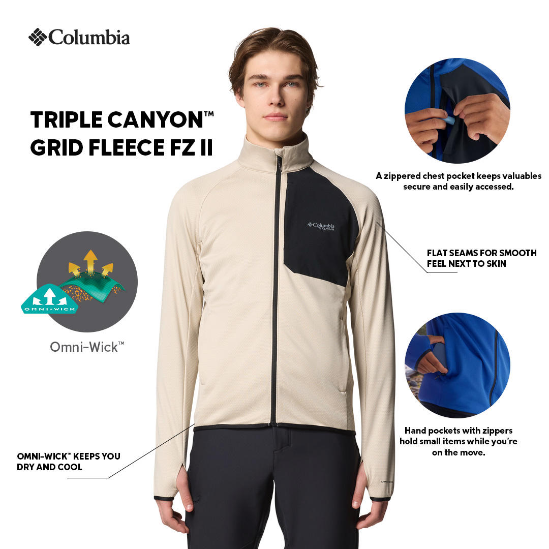 Columbia Mens Brown Triple Canyon Grid Fleece FZ II Jacket