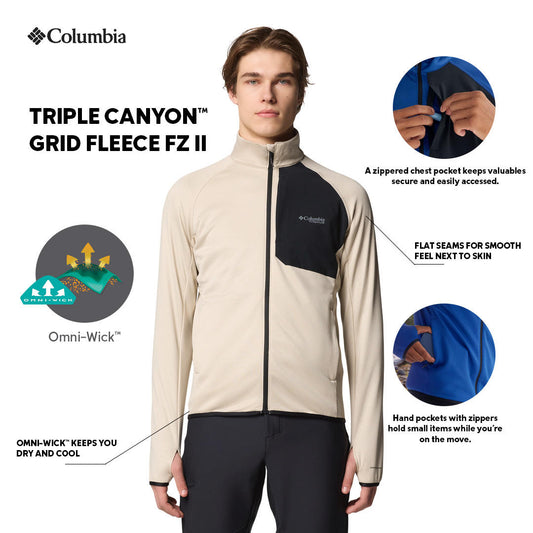Columbia Mens Brown Triple Canyon Grid Fleece FZ II Jacket