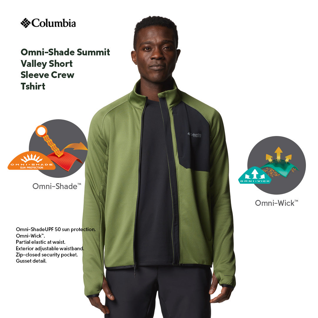 Columbia Men Green Triple Canyon Grid Fleece FZ II