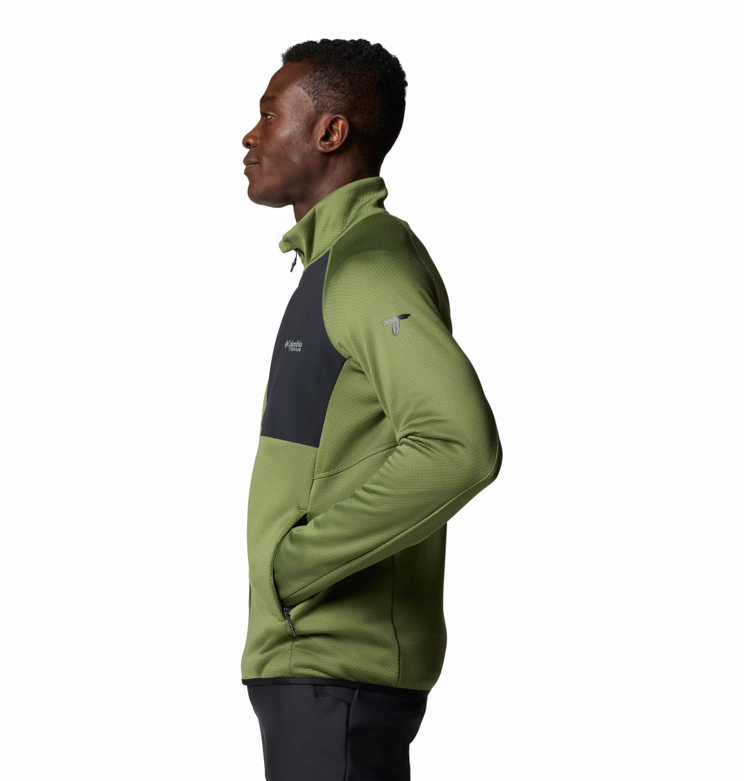 Columbia Men Green Triple Canyon Grid Fleece FZ II