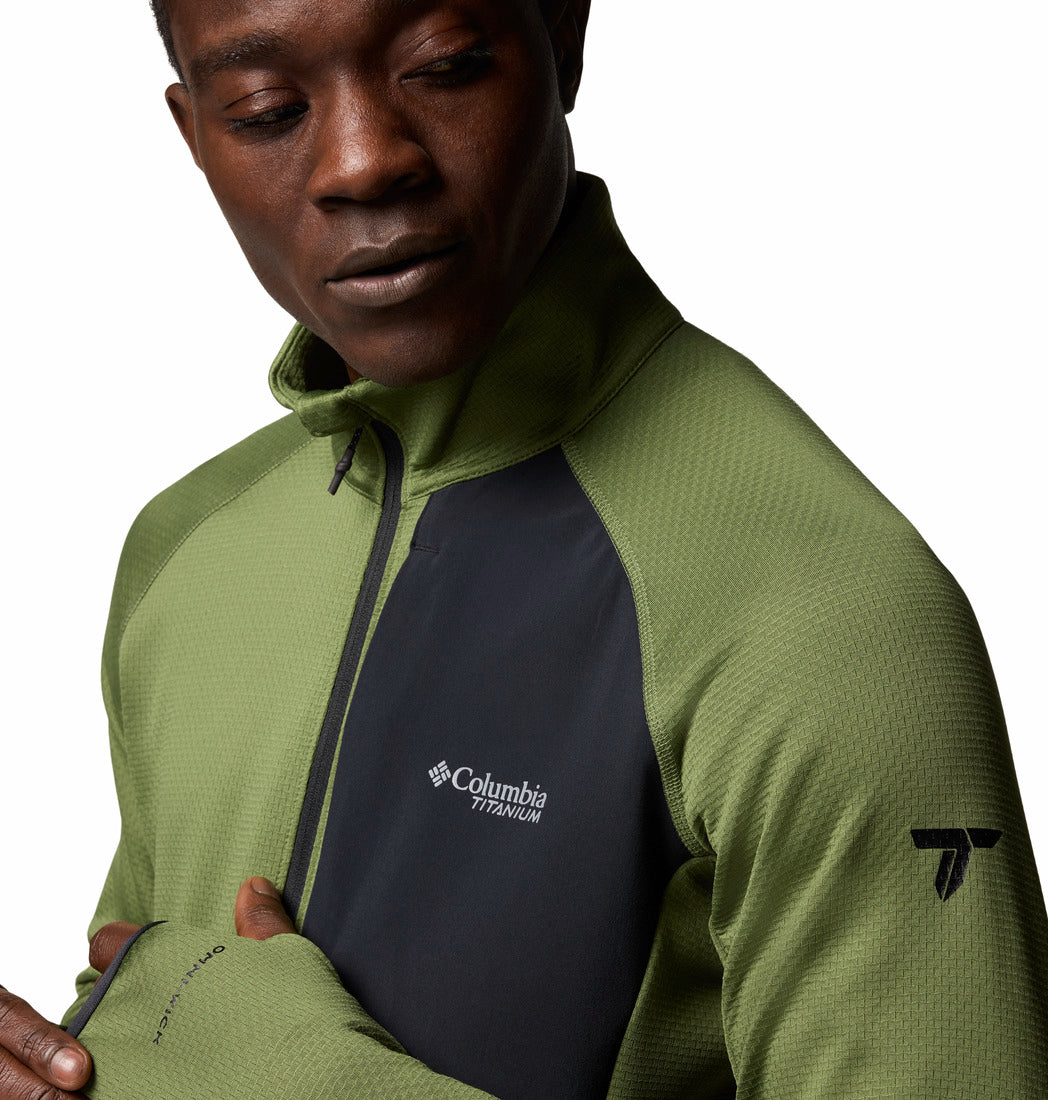 Columbia Men Green Triple Canyon Grid Fleece FZ II