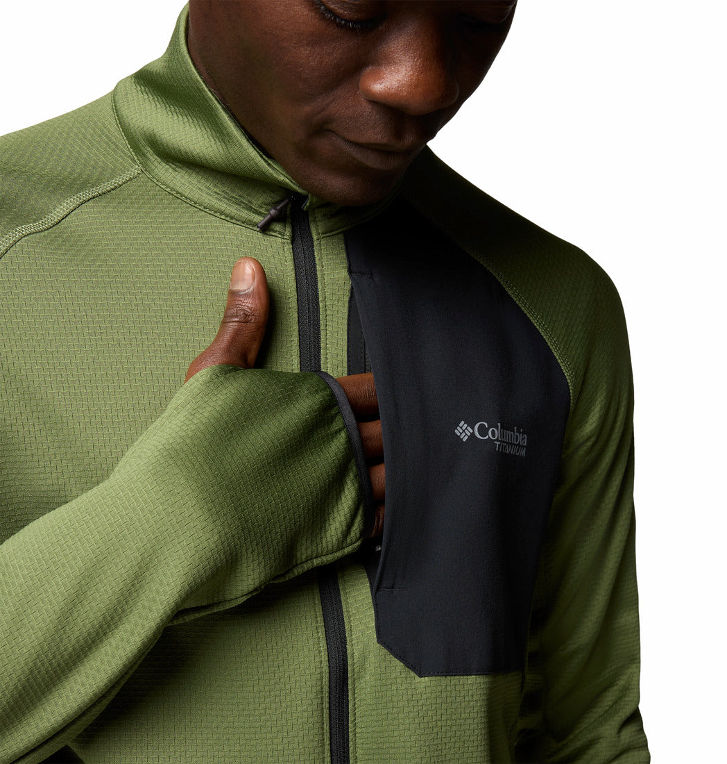 Columbia Men Green Triple Canyon Grid Fleece FZ II