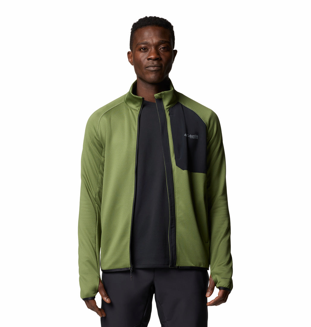 Columbia Men Green Triple Canyon Grid Fleece FZ II