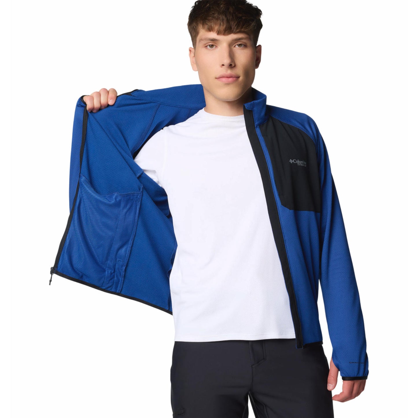 Columbia Men Blue Triple Canyon Grid Fleece FZ II