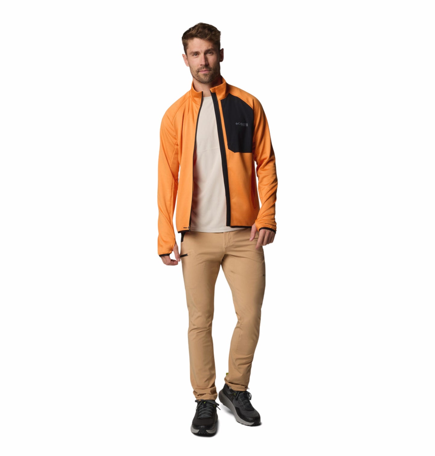 Columbia Mens Orange Omni-Wick Triple Canyon Grid II Full Zip Fleece Jacket