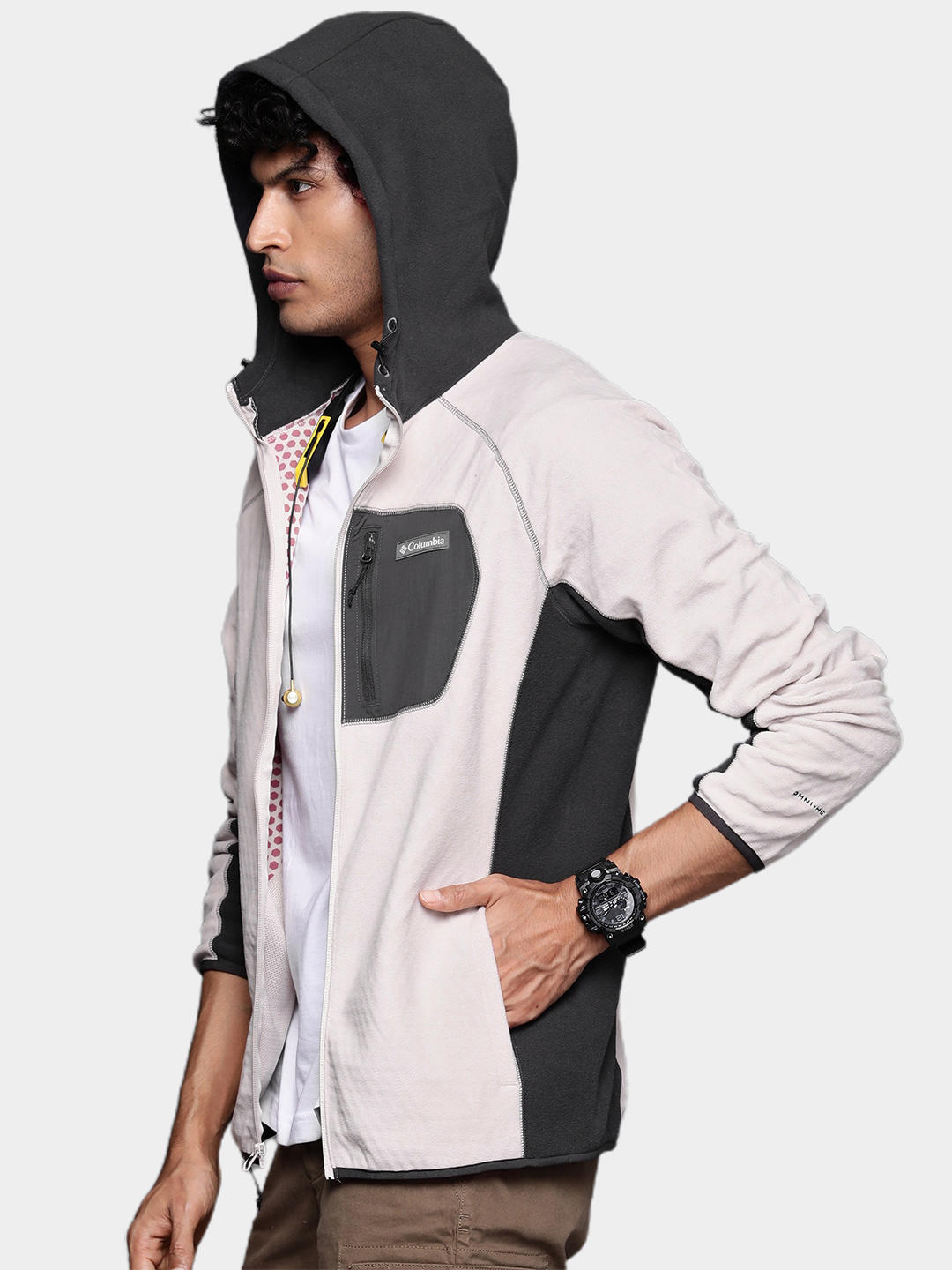Columbia Men Brown M Outdoor Tracks Hooded Full Zip