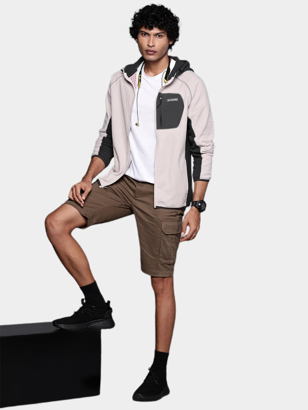 Columbia Men Brown M Outdoor Tracks Hooded Full Zip