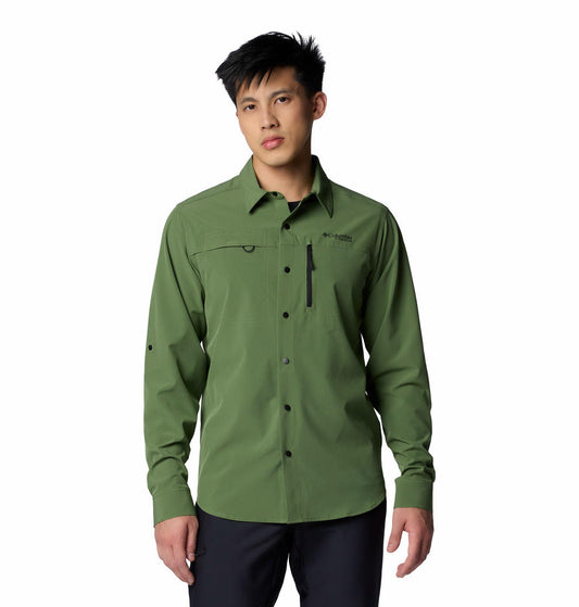 Columbia Mens Olive Summit Valley Woven Long Sleeve Shirt