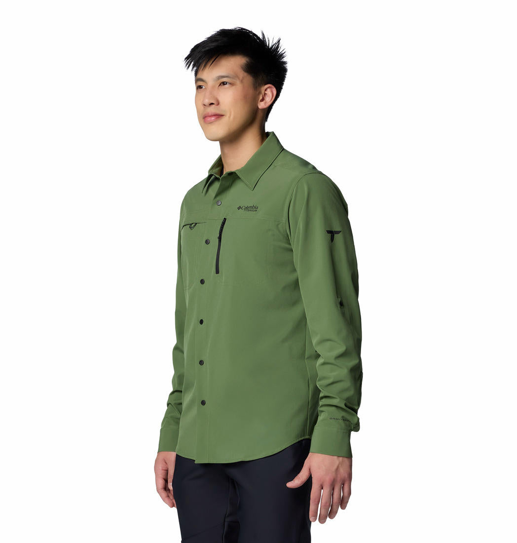 Columbia Mens Olive Summit Valley Woven Long Sleeve Shirt