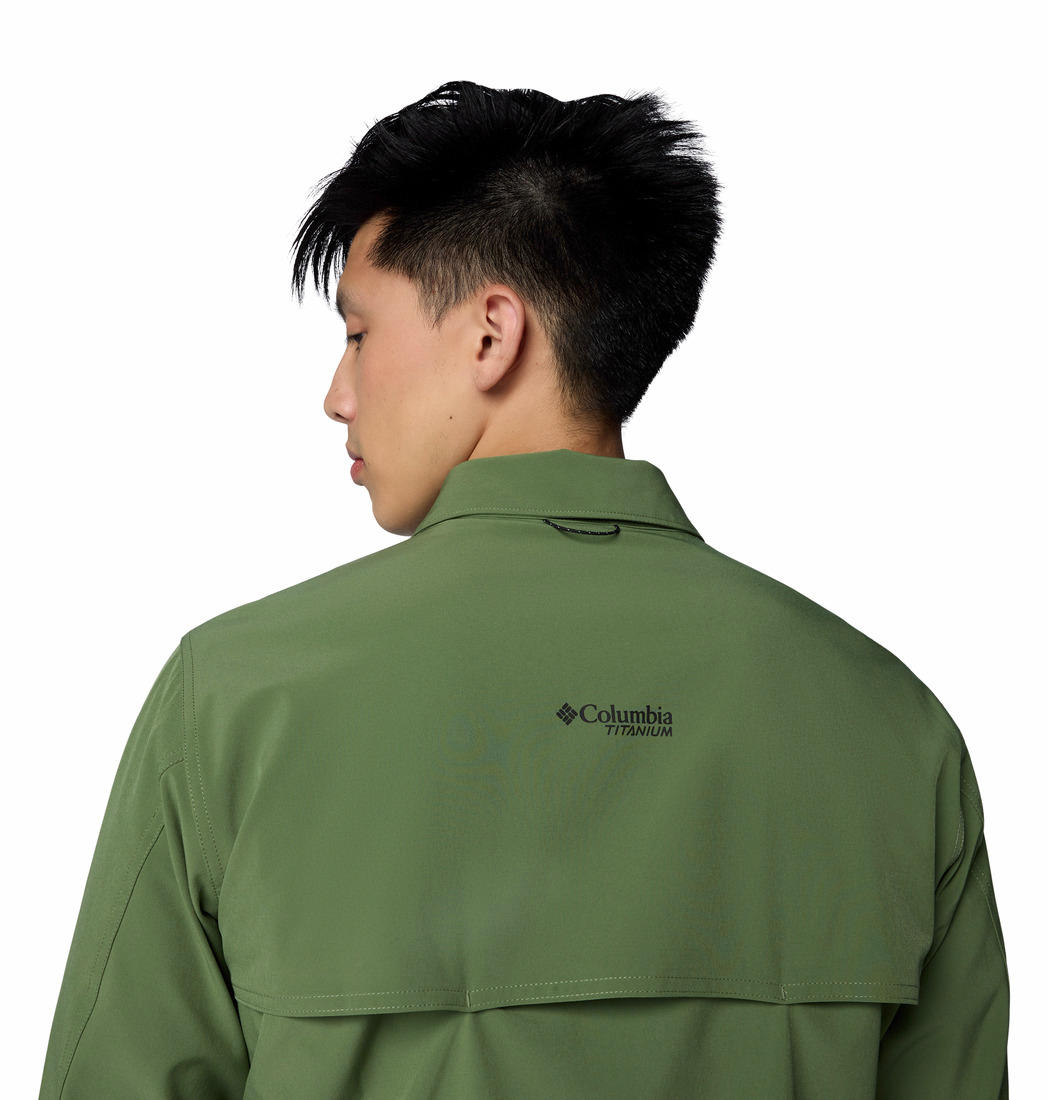 Columbia Mens Olive Summit Valley Woven Long Sleeve Shirt