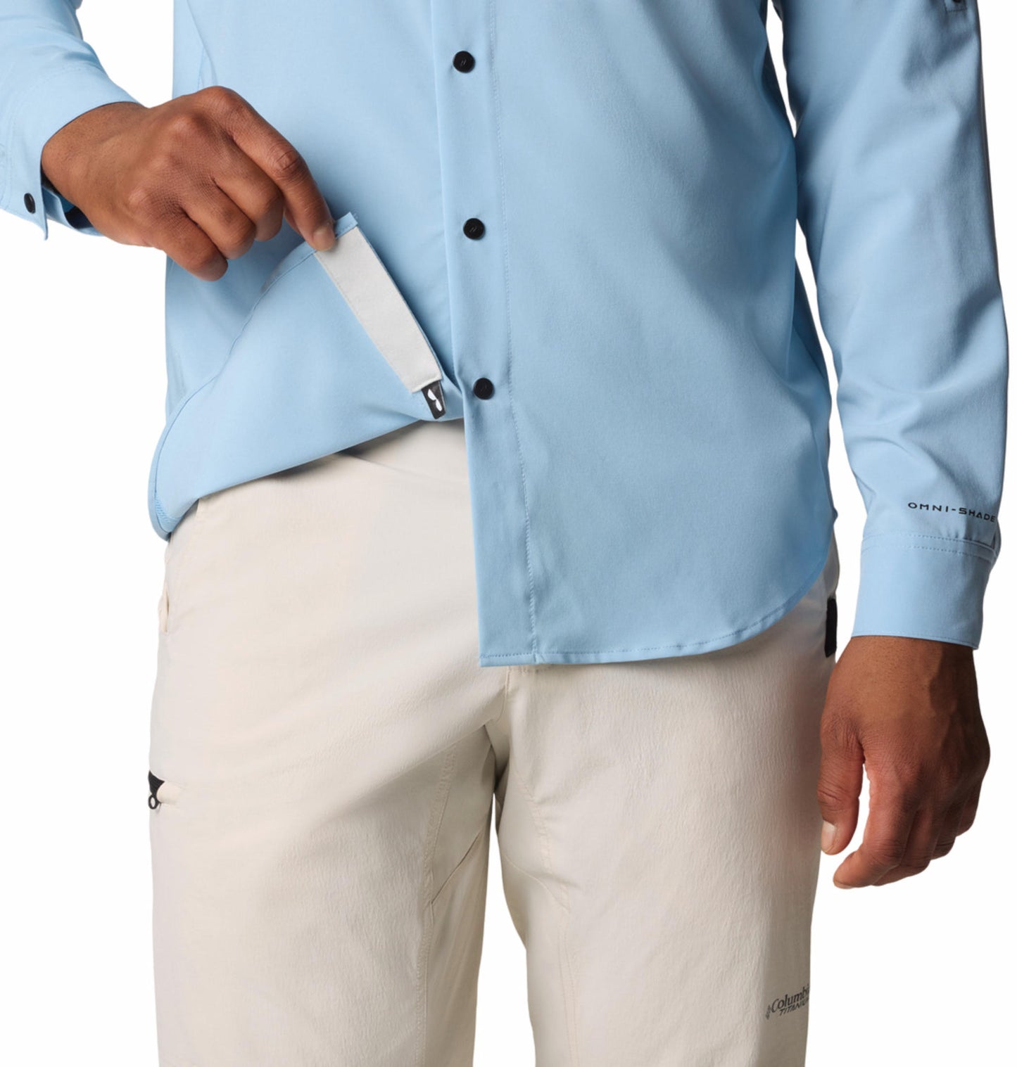Columbia Mens Blue Omni-Shade Broad Spectrum Summit Valley Woven Long Sleeve Shirt
