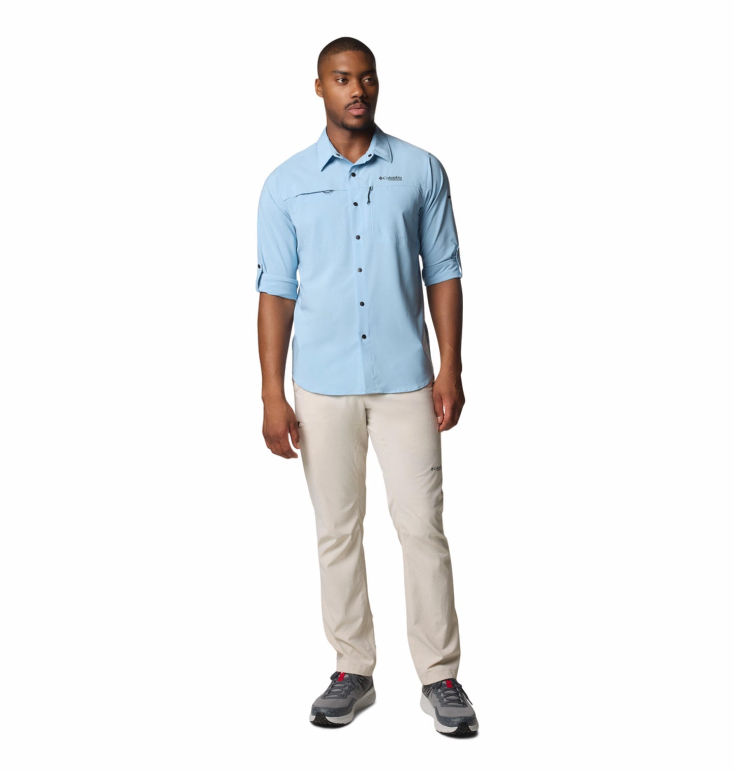 Columbia Mens Blue Omni-Shade Broad Spectrum Summit Valley Woven Long Sleeve Shirt