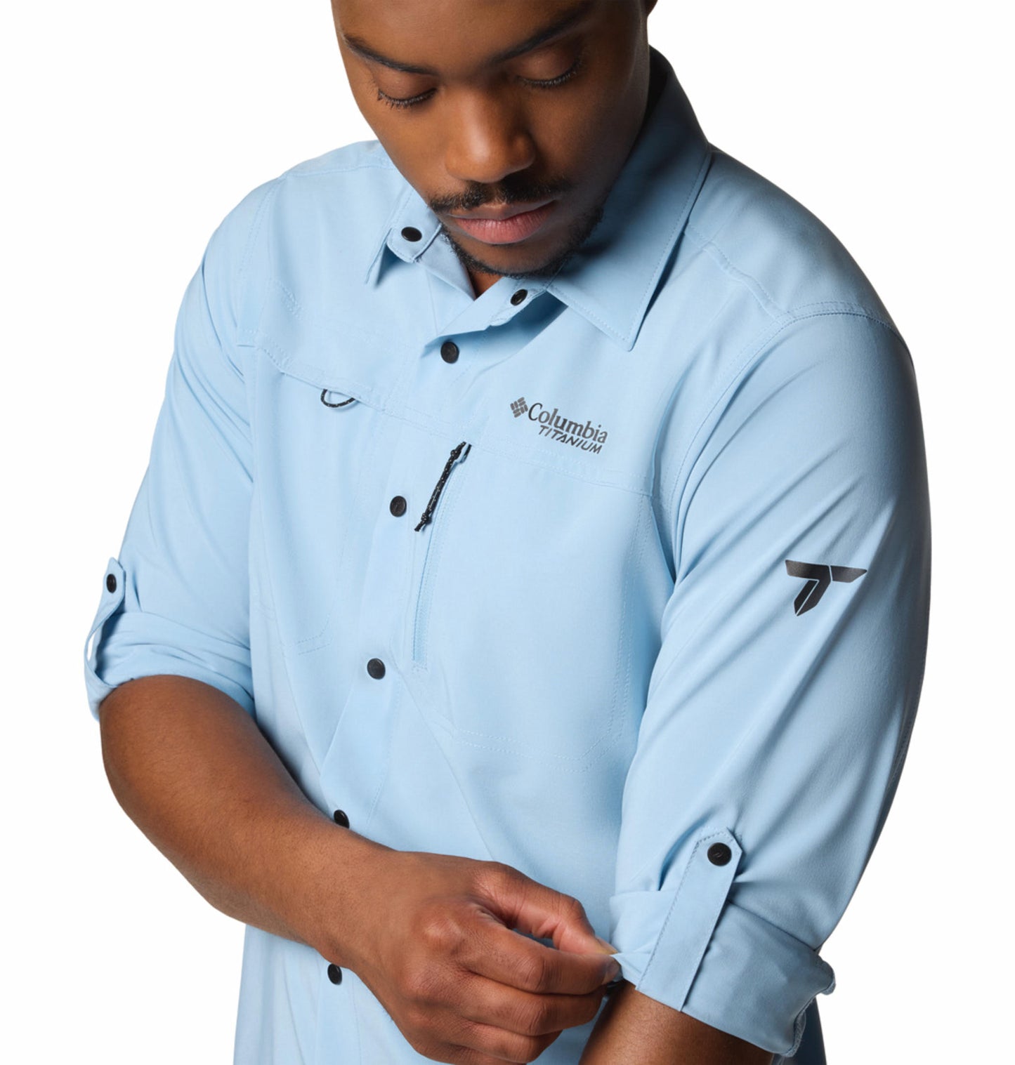 Columbia Mens Blue Omni-Shade Broad Spectrum Summit Valley Woven Long Sleeve Shirt