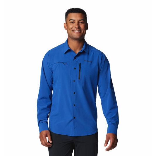 Columbia Mens Blue Summit Valley Woven Long Sleeve Shirt