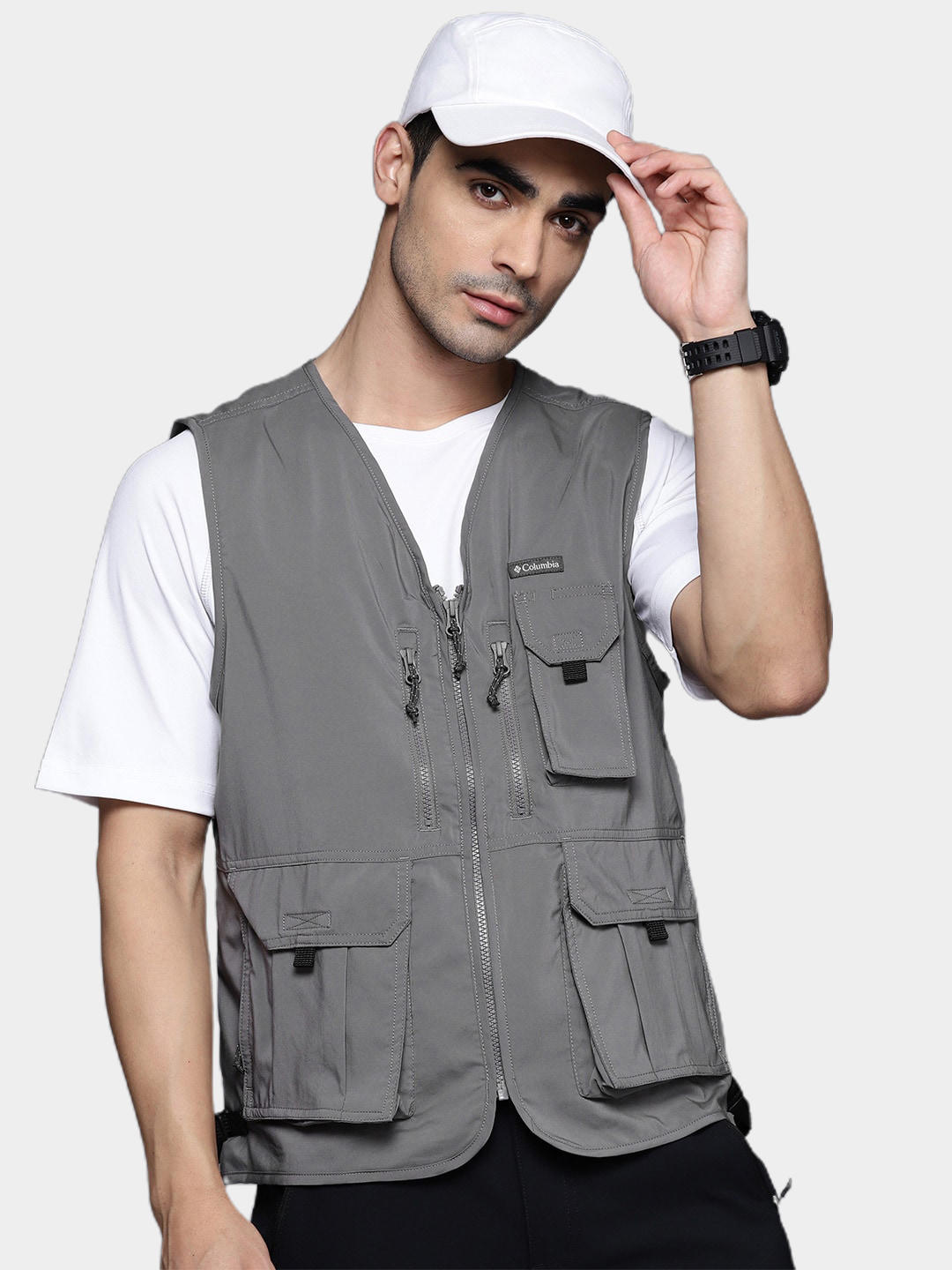 Columbia Men Grey Silver Ridge Utility Vest